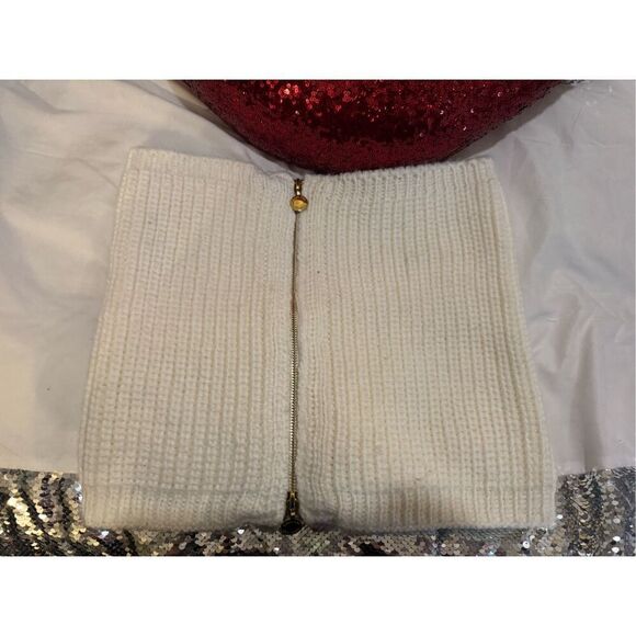 Calvin klein zippered cream Knit & gold scarf neck Snood - Picture 1 of 4